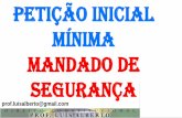 PETIÇÃO INICIAL MÍNIMA MANDADO DE SEGURANÇA · 2016-02-11 · Ativa: Maria da Silva (impetrante) Passiva: Governador do Estado X (autoridade coatora), o qual é vinculado à pessoa