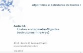 Aula 04: Listas encadeadas/ligadas (estruturas lineares)professor.ufabc.edu.br/~jesus.mena/courses/aed1-1q... · 1 Aula 04: Listas encadeadas/ligadas (estruturas lineares) Algoritmos
