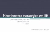 Planejamento estratégico em RH€¦ · Planejamento estratégico em RH Profº José Ricardo Rosa Lima Docente FANEESP Aula 1 ... Qualidade Vida * Relações com Sindicatos * Banco