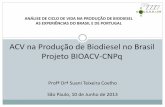 ACV na Produção de Biodiesel no Brasil Projeto BIOACV-CNPqgbio.webhostusp.sti.usp.br/sites/default/files/... · Objetivo principal: comparar, utilizando a Avaliação de Ciclo de