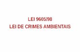 LEI 9605/98 LEI DE CRIMES AMBIENTAIS - Amazon S3€¦ · lei 9605/98 – lei de crimes ambientais bem jurÍdico tutelado: • É o equilÍbrio do meio ambiente em toda a sua amplitude.