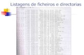 Listagens de ficheiros e directorias · 2008-02-24 · Listagens de ficheiros e directorias Para além do tipo dos ficheiros, o modo possui nove caracteres que representam as permissões