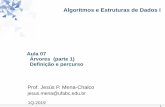 Algoritmos e Estruturas de Dados Iprofessor.ufabc.edu.br/~jesus.mena/courses/aed1-1q... · 1 Aula 07 Árvores (parte 1) Definição e percurso Algoritmos e Estruturas de Dados I Prof.