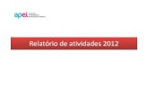 Relatório de atividades 2012 - APEIapei.pt/associacao/relatorios/relatorio-2012.pdf · Associados 2010 2011 2012 Total 2915 2928 2703. Relatório de Atividades 2012 2. Assinantes
