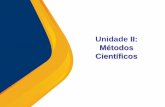 Unidade II: Métodos Científicos · 2015-11-19 · Definições do método científico Mudanças nos procedimentos e conceitos promove reconhecimento na atualidade em várias conceituações.