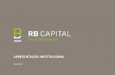 APRESENTAÇÃO INSTITUCIONAL - Amazon S3 · APRESENTAÇÃO INSTITUCIONAL. GRUPO RB CAPITAL Visão Geral 3 mercado de CAPITAIS ASSET management ... st 2016: Gestor de Ativos Imobiliários*