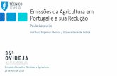 Emissões da Agricultura em Portugal e a sua Redução · 2019-05-14 · Inventário Nacional de Emissões / Roteiro Neutralidade Carbónica 2050 Abordagem por tipo de emissão. Emissões