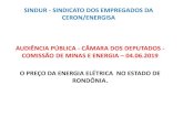 SINDUR - SINDICATO DOS EMPREGADOS DA CERON/ENERGISA · SINDUR - SINDICATO DOS EMPREGADOS DA CERON/ENERGISA Do Último Processo de Reajuste de Tarifas de Energia Elétrica em Rondônia