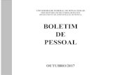 BOLETIM DE PESSOAL - UFMG · 2017-12-15 · BOLETIM DE PESSOAL MENSAL - Nº 662/2017 Divulgação das ocorrências e dos atos não publicados no DOU (Diário Oficial da União) produzidos