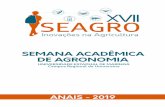 SEMANA ACADÊMICA DE AGRONOMIA · A Semana de Acadêmica de Agronomia é realizada pelo Centro ... 2015). O esterco de ave propicia a liberação de macro e micronutrientes (Lima
