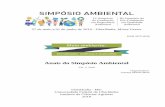 SIMPÓSIO AMBIENTAL - UFU · SIMPÓSIO AMBIENTAL 27 de maio a 01 de junho de 2019 - Uberlândia, Minas Gerais ISSN 2675-0538 Anais do Simpósio Ambiental Vol. 2, 2019 Organizadora:
