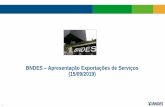 BNDES Apresentação Exportações de Serviços (15/09/2019) · ARGENTINA 2.006 9 25 a 12 anos - Sim CCR VENEZUELA 1.507 6 8,5 a 12,5 anos - Sim CCR2 REPUBLICA DOMINICANA 1.215 19