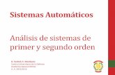 Sistemas Automáticos Análisis de sistemas...Sistemas de segundo orden • Dada una FdT 𝐺𝐺(𝑠𝑠) = 𝜂𝜂 (𝑠𝑠+𝑝𝑝 1)(𝑠𝑠+𝑝𝑝 2) • Su forma estándar