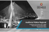 Audiência Pública Regional€¦ · Apresentação da Versão Final do Programa de Metas 25 minutos Apresentação do PPA e do Orçamento 2018 25 minutos Participação dos munícipes