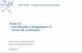 Aula 01: - Introdução à linguagem C - Teste de …professor.ufabc.edu.br/.../courses/pe-3q-2017/PE-aula01.pdf1 Aula 01: - Introdução à linguagem C - Teste de avaliação MCTA028