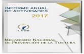 Informe Anual 2017 del MNPT - CNDH...c. Informe 3/2017 del Mecanismo Nacional de Prevención de la Tortura sobre los lugares de detención que dependen de los HH. Ayuntamientos del