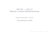 MC-102 Aula 12 Matrizes e Vetores Multidimensionaisheiko/teaching/2016s2/... · Roteiro 1 Matrizes Matrizes e Vetores Multidimensionais Criando Matrizes Acessando dados de uma Matriz