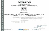 Fotografía de página completa · A-ENOR Sistema de Gestión de la Calidad AENOR Em presa Registrada ISO 9001 ER-077112014 AENOR certifica que la organización INDUSTRIAS DE TRANSFORMAClóN