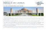 13 DE FEVEREIRO DE 2020 · CARNAVAL NA ÍNDIA & SRI LANKA COM DUBAI 13 DE FEVEREIRO DE 2020 - Uma indescritível viagem pelas principais atrações da incrível Índia, repleta de