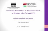 Carlos Duarte - European Commission · 2019-04-09 · Relatório de Portugal 2019 ²alguns dados 3 • Meta da União Europeia para 2020 é de 75% • Taxa de emprego dos homens ronda