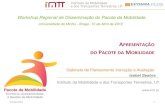 Workshop Regional de Disseminação do Pacote da Mobilidade · 2012-04-17 · As Diretrizes Nacionais definem as principais Linhas de Orientação para a Política Nacional de Mobilidade