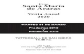 Santa María de Araras - ArgSales · Haras Santa María de Araras Venta Anual 2020 MARTES 31 DE MARZO Productos 2018 y Productos 2019 TATTERSALL DE SAN ISIDRO 18.30 hs. ARG SALES