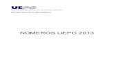 NÚMEROS UEPG 2013 · Apresentação A UEPG A Universidade Estadual de Ponta Grossa, criada pelo Governo do Estado do Paraná, através da Lei no 6.034, de 6 de novembro de 1969,