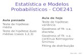 Estatística e Modelos Probabilísticos - COE241classes/est-prob-2017/slides/aula_19.pdf · 2017. 10. 26. · Estatística e Modelos Probabilísticos - COE241 Aula de hoje Teste de