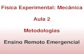 Física Experimental: Mecânica Aula 2 Metodologias Ensino … · 2020. 7. 26. · Aula 2 Metodologias Ensino Remoto Emergencial. ... 2,0 0,098 3,0 0,151 4,0 0,195 5,0 0,244. Gráficos
