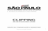 CLIPPING - Microsoft · Data: 01/02/2019 tribunal Tribunal de Contas cobra detalhes de ‘ações preventivas a desastres’ nas barragens de São Paulo Uma semana depois do estouro
