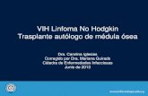 VIH Linfoma No Hodgkin Trasplante autólogo de médula ósea€¦ · Linfoma No Hodgkin y VIH • VIH+ 200 veces más riesgo de LNH. • Sin TARV la media de sobrevida a pesar de