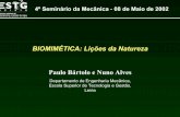 BIOMIMÉTICA: Lições da Natureza - DEM ESTG Leiria · 2018. 6. 8. · 4º Seminário da Mecânica - 08 de Maio de 2002 BIOMIMÉ. TICA: Li. ções da Natureza. Paulo Bártolo e Nuno