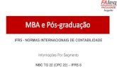 MBA e Pós-graduação online - legale.com.br · MBA e Pós-graduação IFRS - NORMAS INTERNACIONAIS DE CONTABILIDADE Informações Por Segmento NBC TG 22 (CPC 22) –IFRS 8