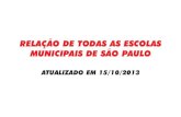 RELAÇÃO DE TODAS AS ESCOLAS MUNICIPAIS DE SÃO PAULO€¦ · ATUALIZADO EM 15/10/2013. O presente manual contém a relação completa de 1.462 unidades educacionais da rede municipal