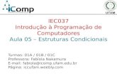 IEC037 Introdução à Programação de Computadores Aula 05 ...€¦ · IEC037 Introdução à Programação de Computadores Aula 05 – Estruturas Condicionais Turmas: 01A / 01B