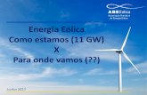 Energia Eólica Como estamos (11 GW) X Para onde vamos (??) · Energia Eólica Como estamos (11 GW) X Para onde vamos (??) Junho 2017. Associados 2. 3 Trajetória Mundial (Capacidade