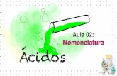 Ácidos-Aula 02-2020 -pdf...Exemplos: HClO4 +1 7A per ico +3 +1 {osoácido perclórico +1 +7 -8 +7 -2 +7 hipo oso +5 ico