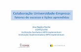 Colaboração Universidade-Empresafabiano/trilhaIndustria2015/talk_AnaRegina.pdf · Governo é um fator crítico de sucesso mas exige um aprendizado mútuo : Reconhecimento dos diferentes