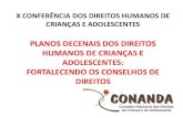 Planos Decenais dos Direitos Humanos de Crianças e ... · OBJETIVOS ESPECÍFICOS: - Sensibilizar e mobilizar a sociedade em geral na defesa do Estatuto da Criança e do Adolescente;