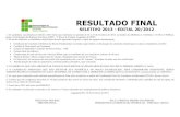 RESULTADO FINAL - Folha do Bico · 2013. 2. 19. · 62 DYOGO HENRIQUE VILAS BOAS NUNES FERREIRA 05403435107 Classificado20 3,7 23,7 63 RUTE MOREIRA GOVEIA 05951424194 21 2,7 23,7