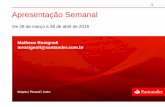 Presentación de PowerPoint · Apresentação Semanal De 28 de março a 08 de abril de 2016 1 Matheus Rosignoli mrosignoli@santander.com.br . Indicadores e eventos da última semana