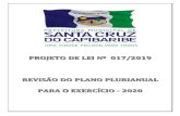 MENSAGEM Nº. 017 /2019.camarascc.com.br/ProjetosExec/Projeto de Lei 017-2019 - PPA 2020.… · O Poder Executivo Municipal, submete à apreciação da Câmara Municipal de Vereadores