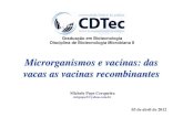 Graduação em Biotecnologia Disciplina de Biotecnologia ... · Microrganismos e vacinas: das vacas as vacinas recombinantes Michele Pepe Cerqueira micpepe2@yahoo.com.br 03 de abril