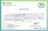 Juliana Maria Alves Caldas participou do XXX , realizado ...€¦ · XXX Seminário de Iniciação Científica da UEMA, realizado no período de 6 a 9 de novembro de 2018, apresentando