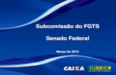 Subcomissão do FGTS Senado Federal · 2012. 8. 6. · FGTS: Hipótese de Distribuição de resultado 66% das contas tem saldo até 01 salário mínimo, detendo 4,5% do total das