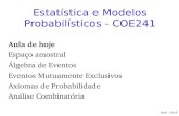 Estatística e Modelos Probabilísticos - COE241classes/est-prob-2019/slides/aula_2.pdf1 Será que se jogarmos sempre no mesmo número na Mega Sena teremos uma possibilidade maior