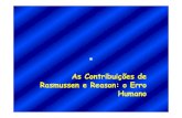 As Contribuições de Rasmussen e Reason: o Erro Humano...mentais falha em conseguir o resultado ... Gatilhos locais, defeitos intrínsecos, condições atípicas Falhas latentes em