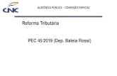 Reforma Tributária PEC 45/2019 (Dep. Baleia Rossi) · 11 PL 45/2019 (Dep. Baleia Rossi) Adicional do IBS Críticas: •Adicional de IBS (art. 195, §14º, da CF) - Admite como fonte
