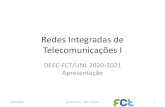 Redes Integradas de Telecomunicações Itele1.dee.fct.unl.pt/rit1_2020_2021/pages/a0_rit1.pdfTrabalho 1 –Encaminhamento dinâmico numa rede em malha (Java) Trabalho 2 –Aplicação