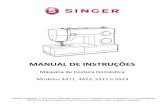 Manual Singer 44xx Professional Rev 101117antes de usar a sua máquina de costura Singer. 1 - Leia cuidadosamente todas as instruções antes de utilizar a máquina. 2 - Mantenha esse